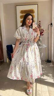 Embroidery Floral Midi Dress