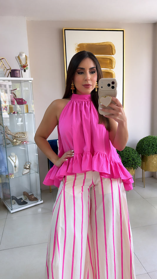 Hot Pink Stripes Pants