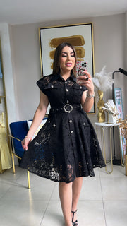 Black Lace Short Dress