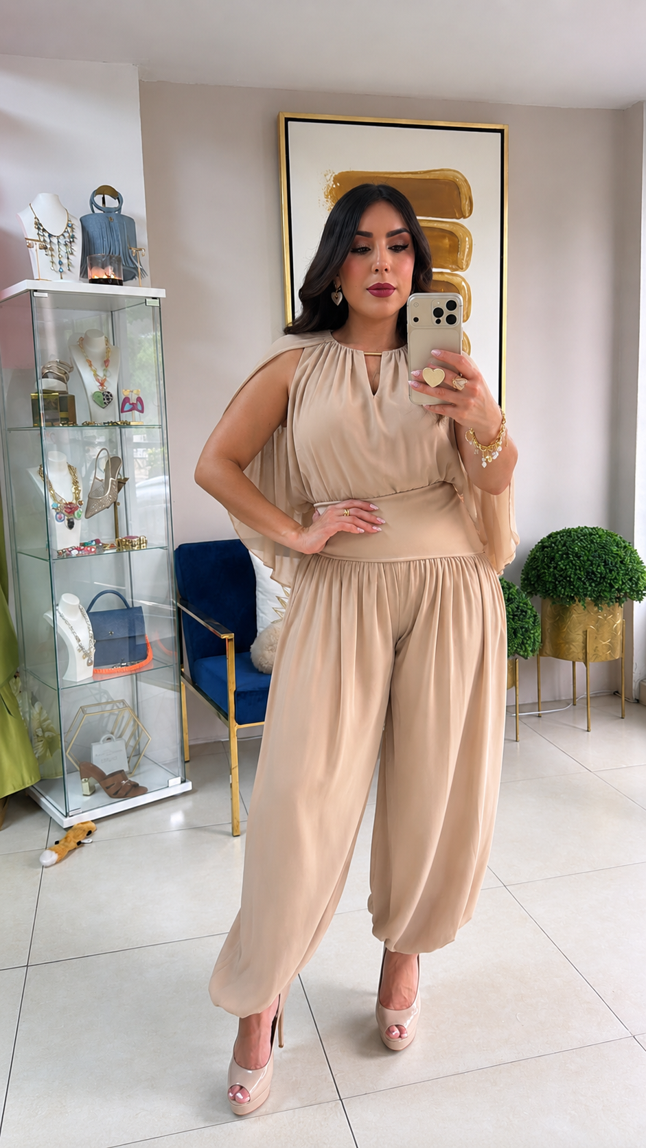 Beige Bombacho Pant Set