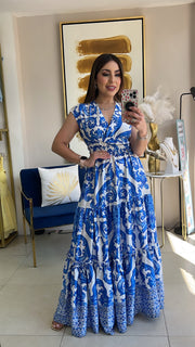 Blue Floral Maxi Dress