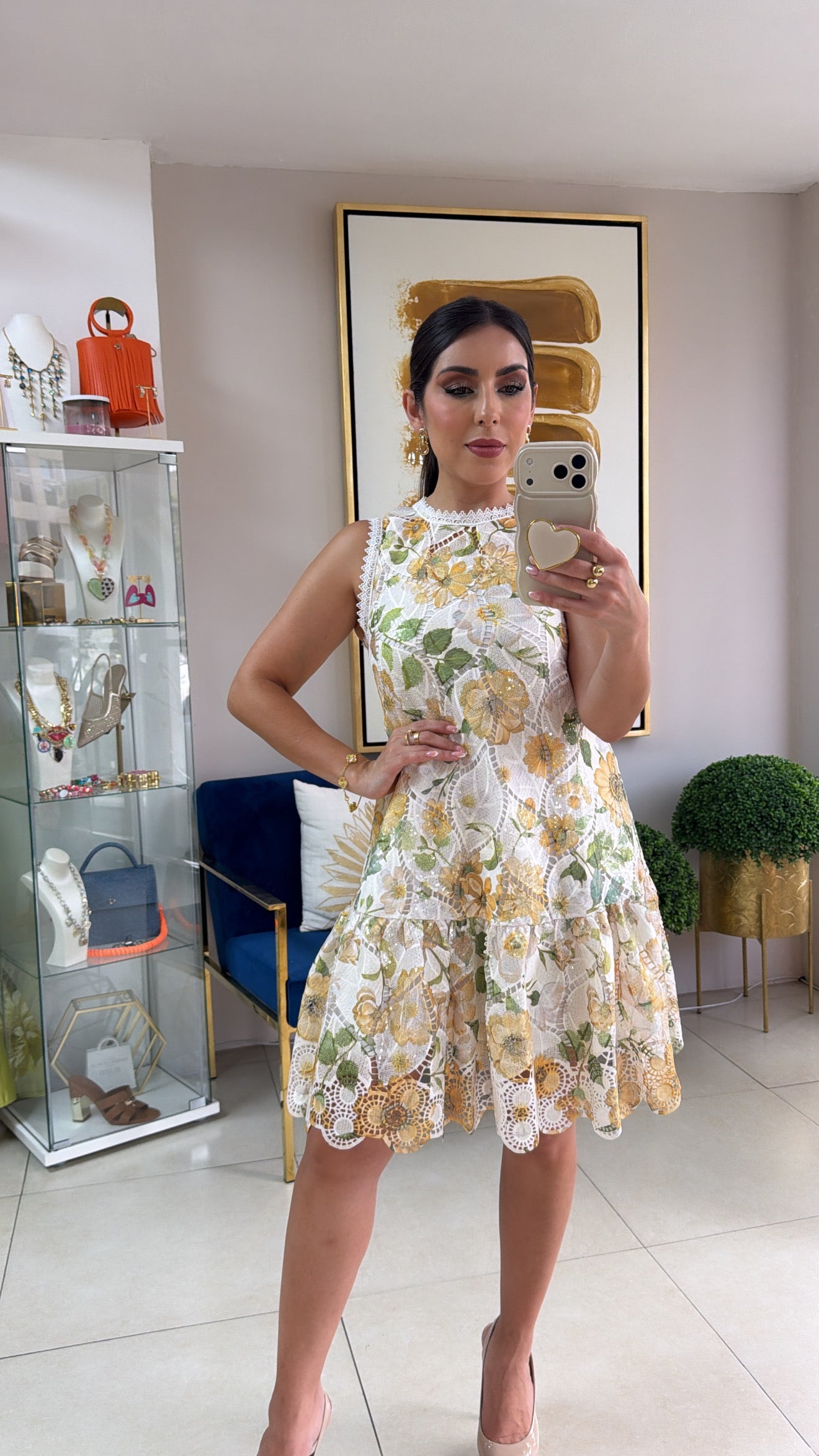 Yellow Embroidered Sequins Dress