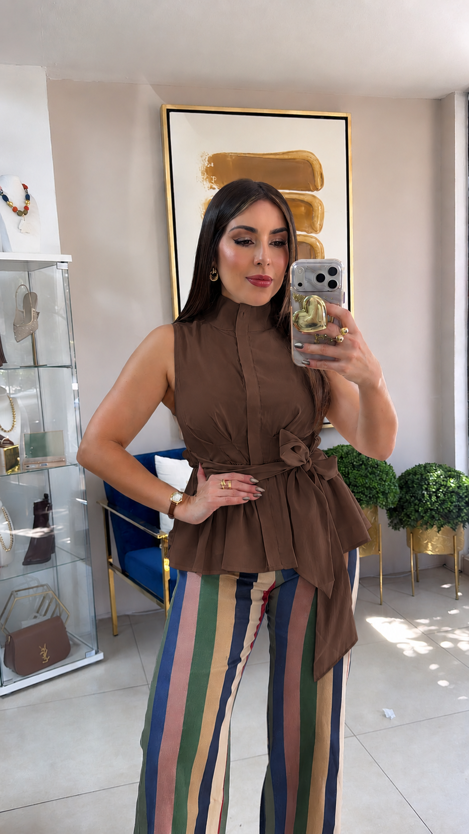 Brown Peplum Top