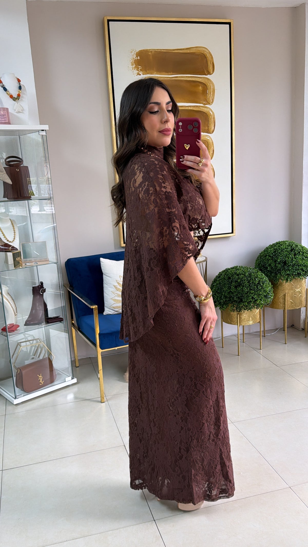 Lace Tunic Top Skirt Set