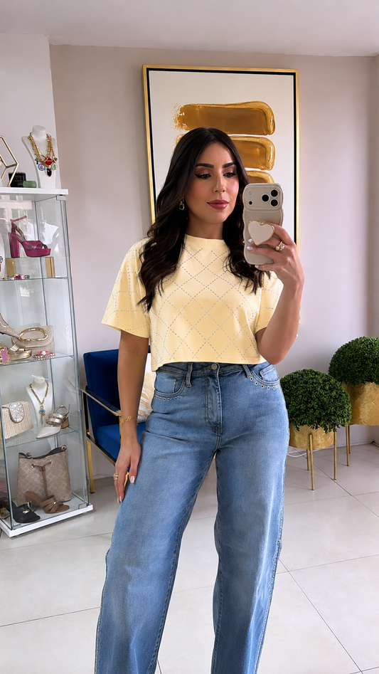 Rhinestones Crop Top