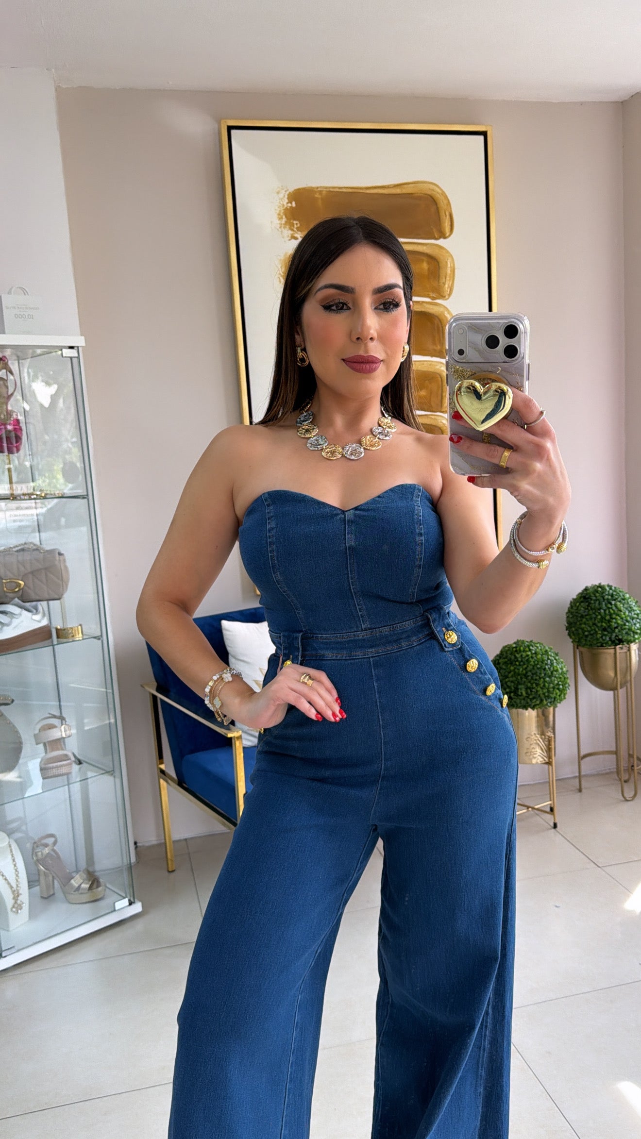 Strapless Denim Jumpsuit
