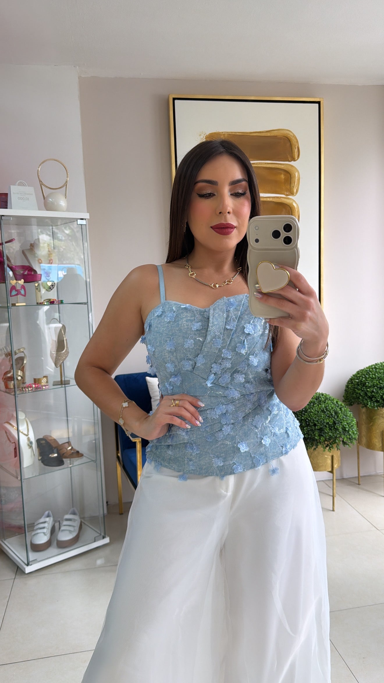 Denim Sequins Corset