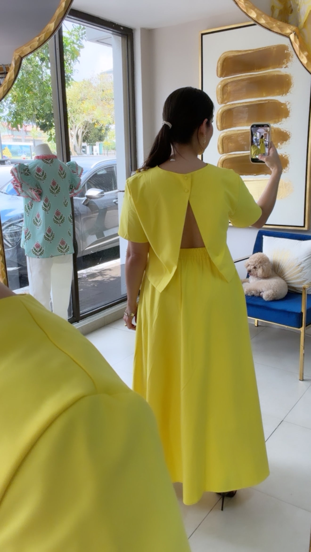 Yellow 3D Flower Skirt Set
