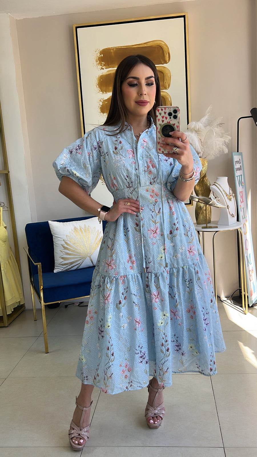 Floral Embroidery Midi Dress