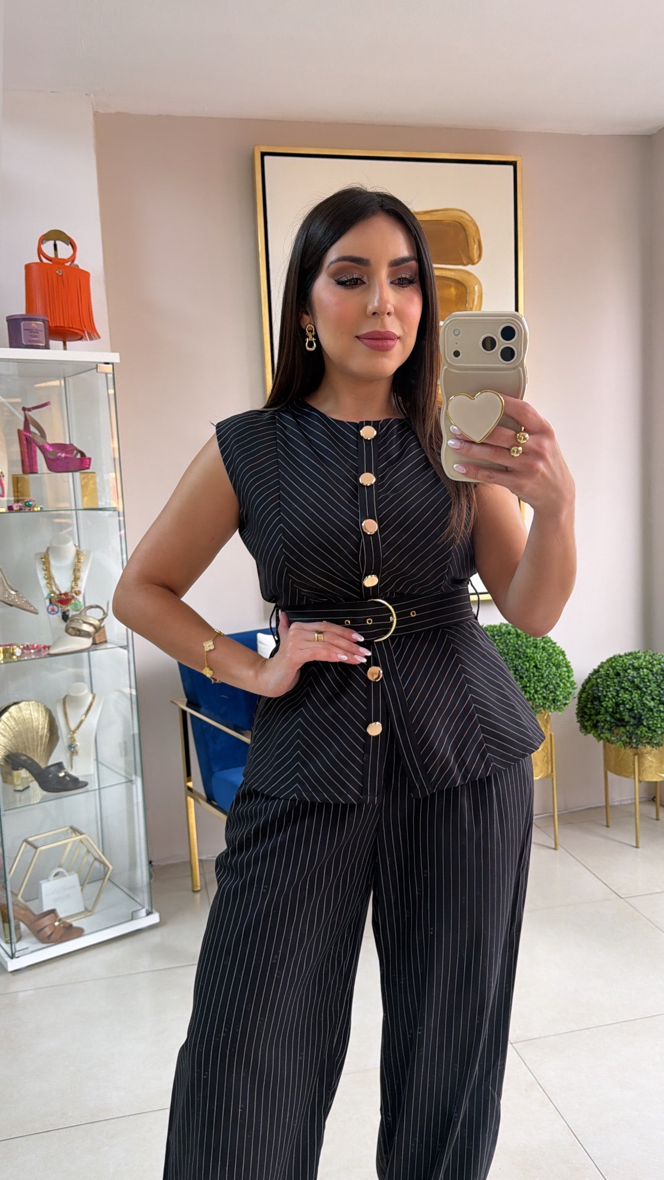 Black Stripes Pant Set