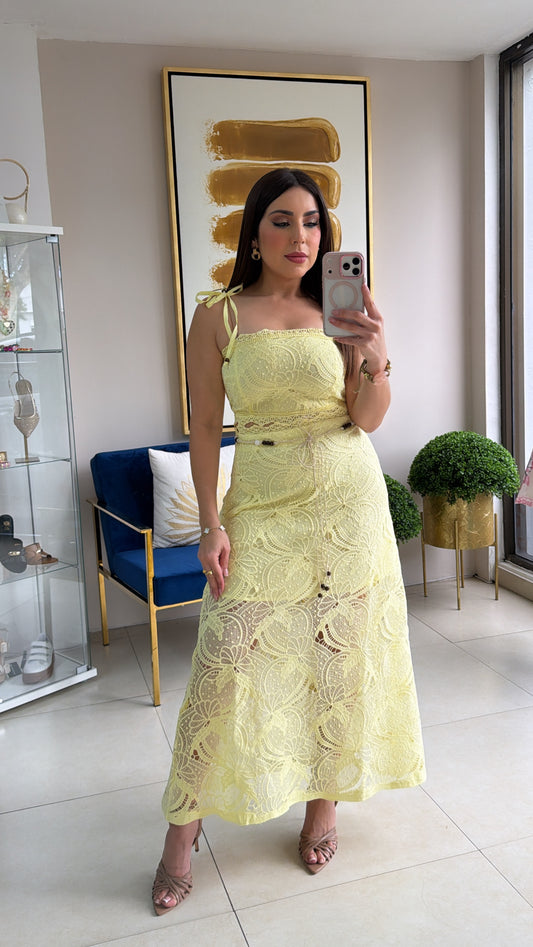 Yellow Crochet Skirt Set