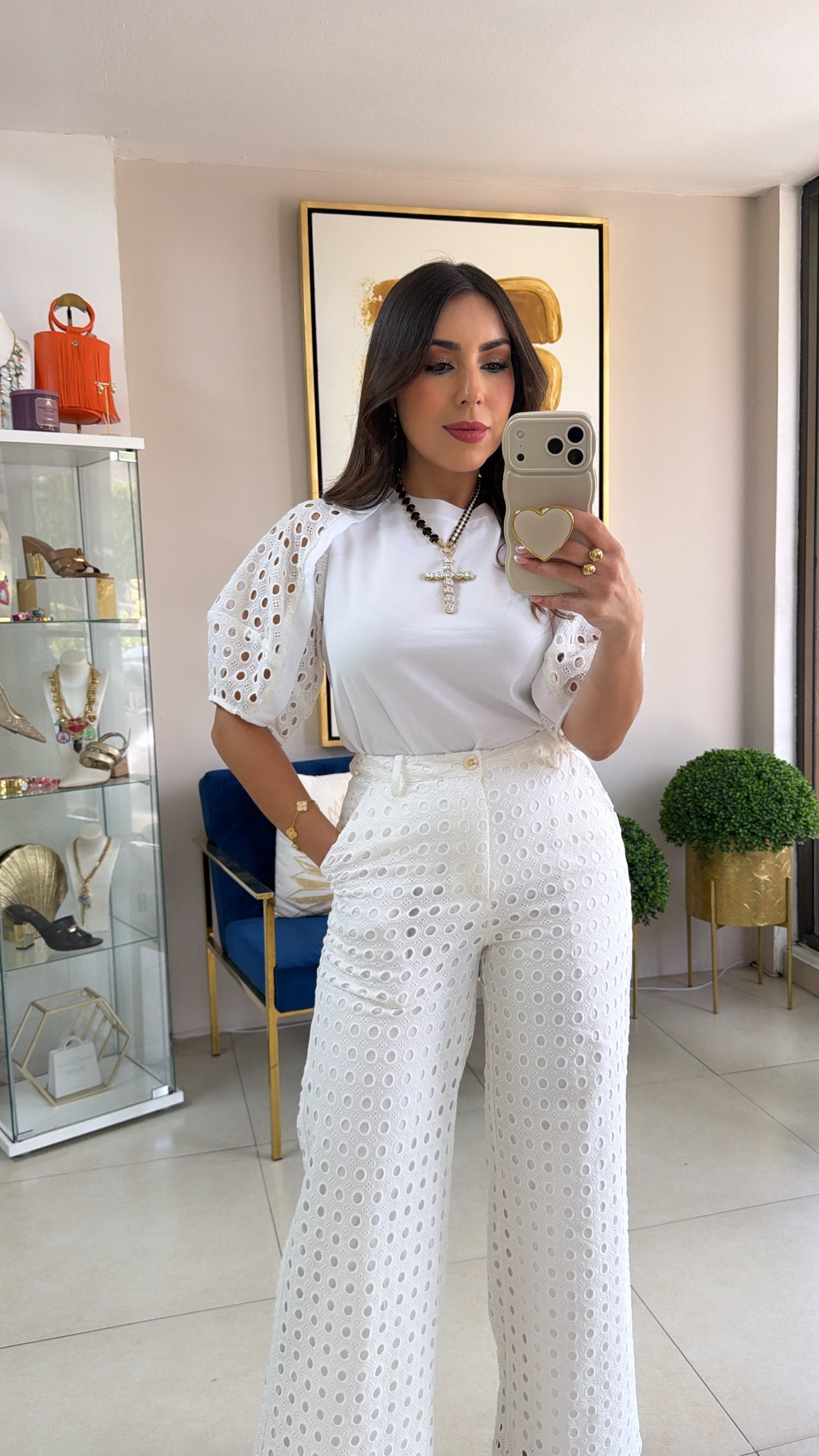 White Eyelet Pant