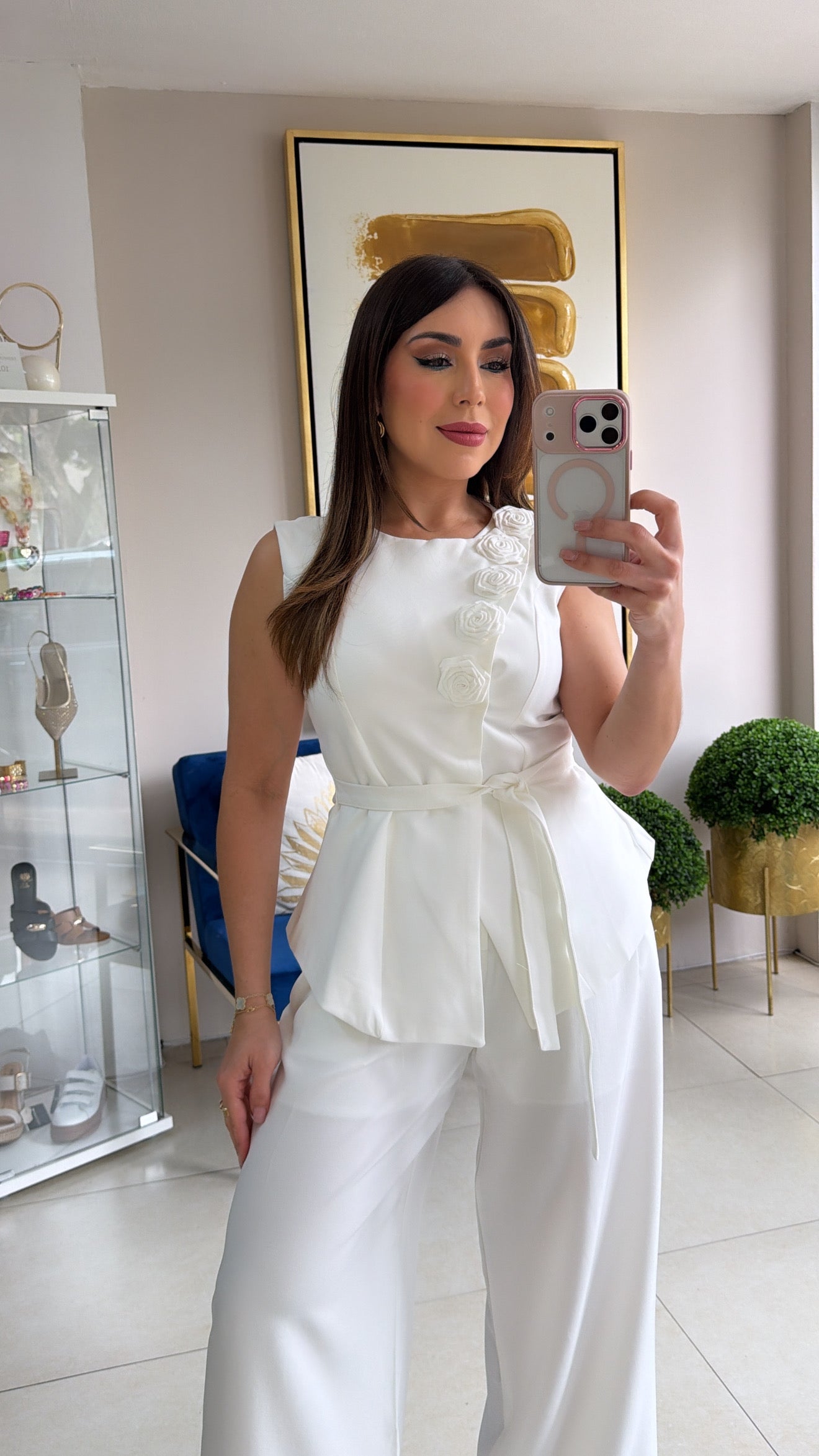White Flowers Vest Set