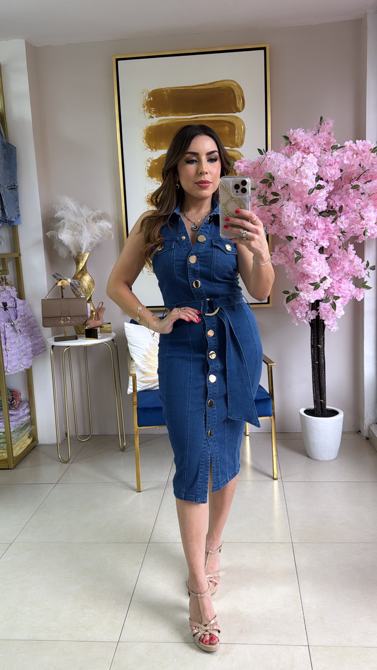 Halter Denim Dress