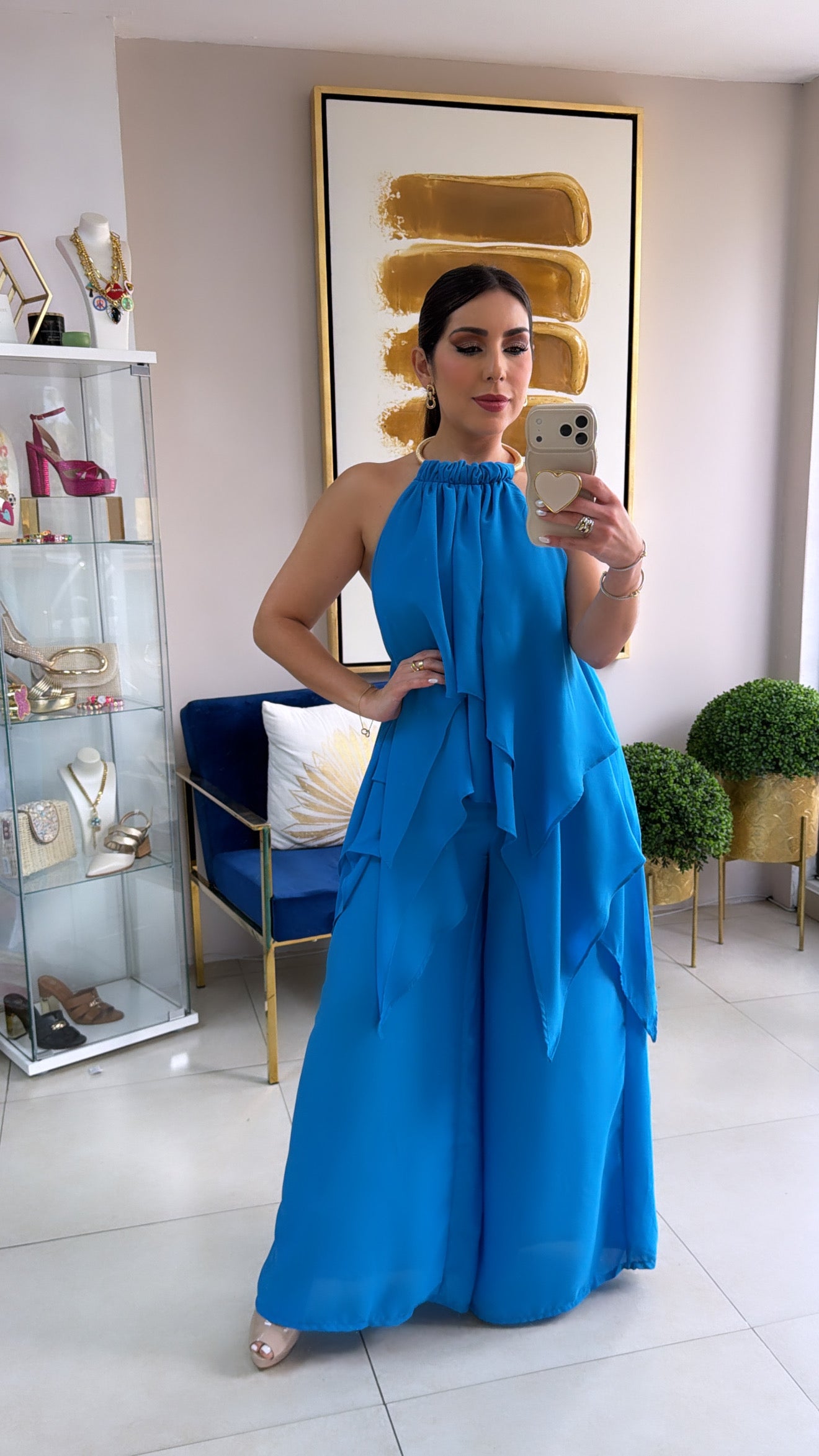 Blue Halter Jumpsuit