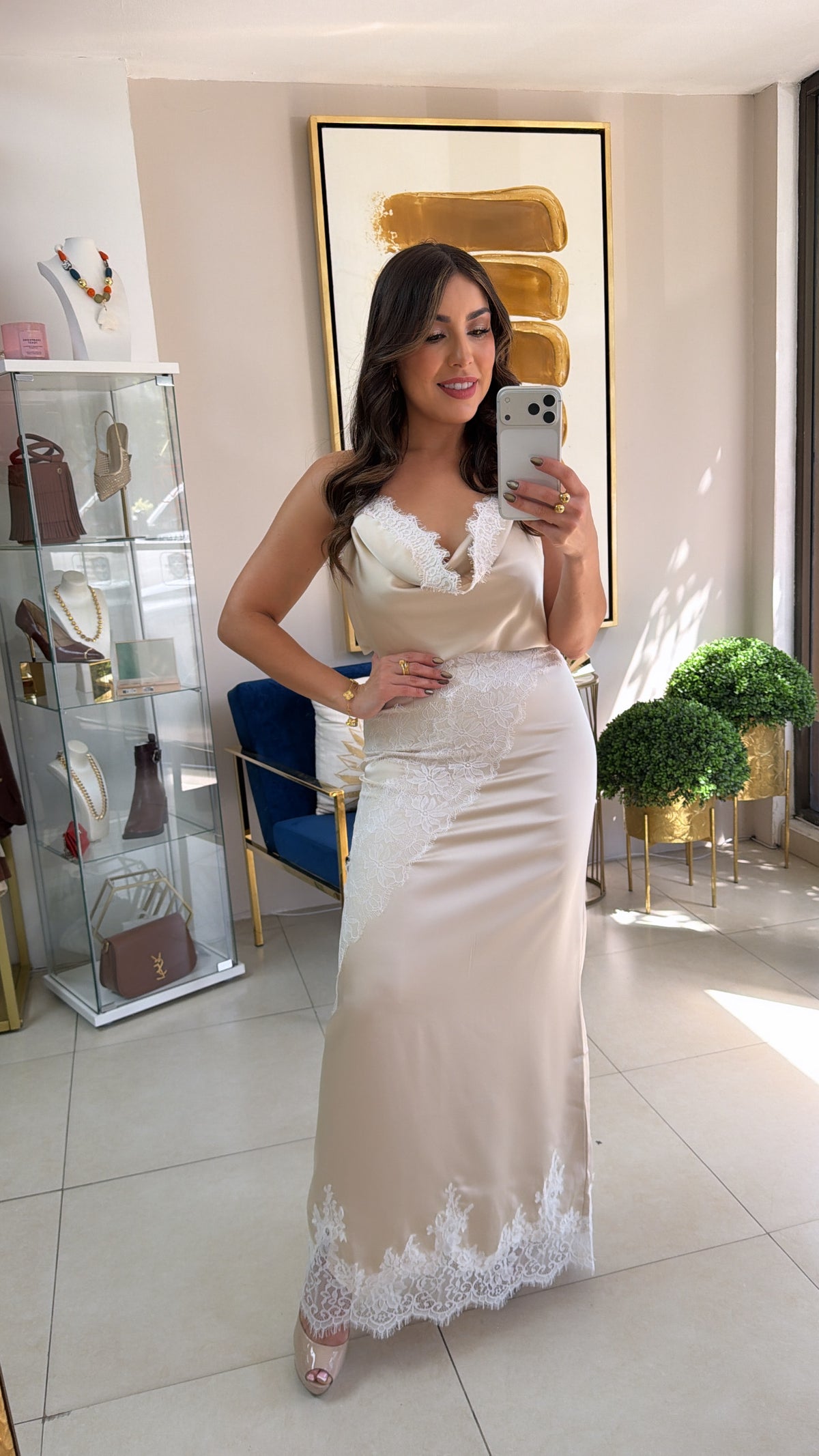Lace Satin Skirt Set