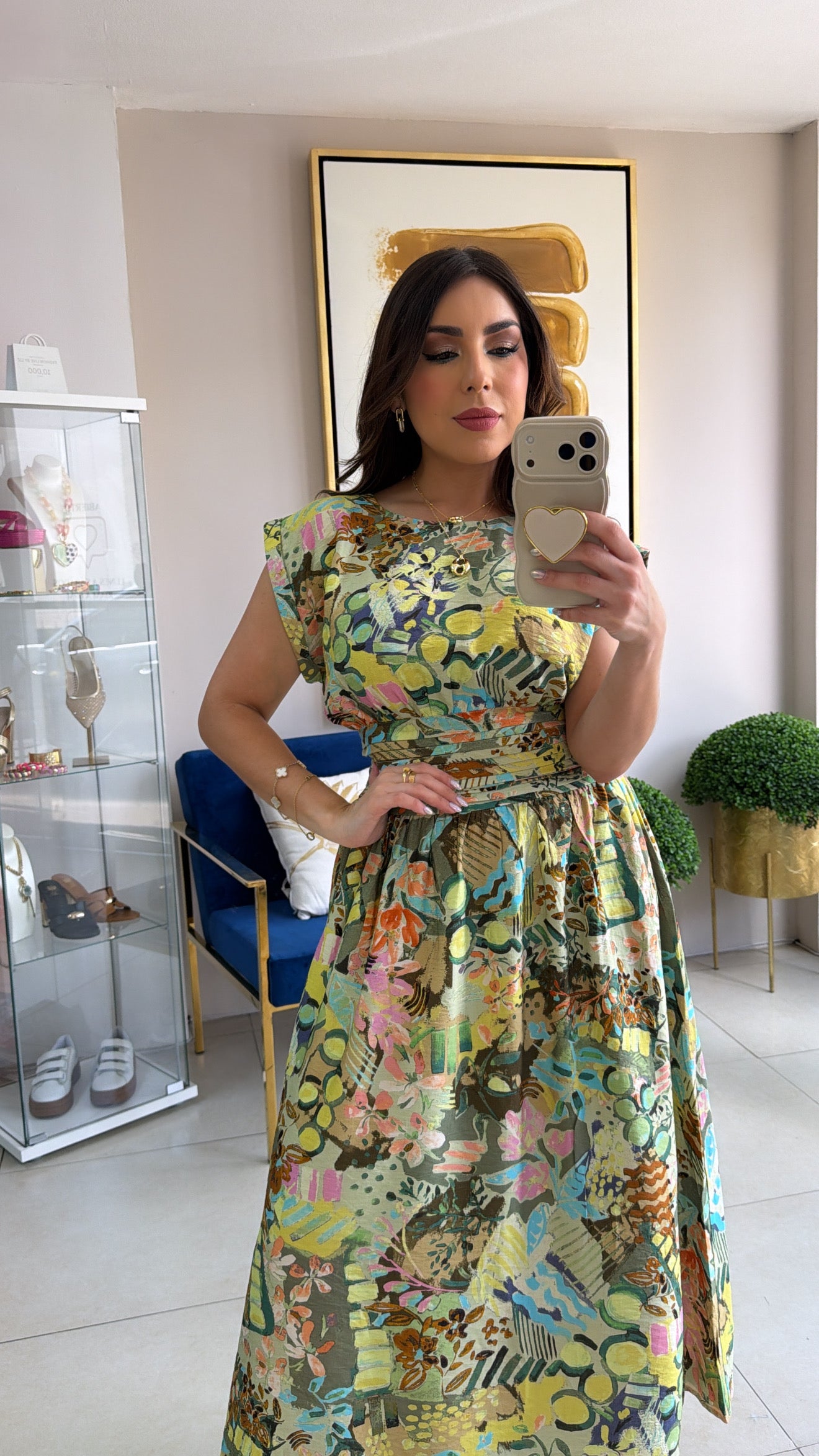 Green Floral Skirt Set