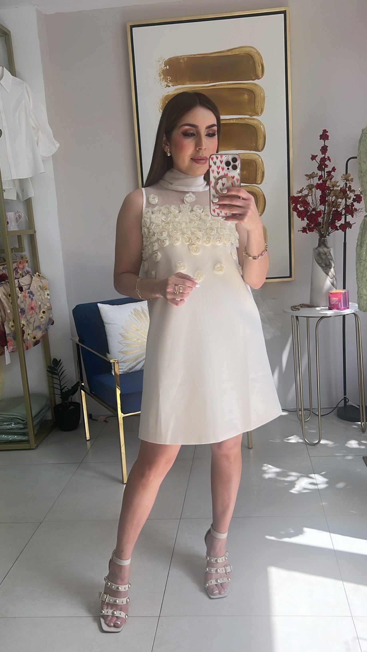 Cream Flowers Dress