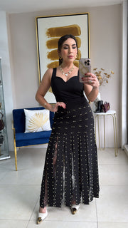 Pleated Lace Skirt Black