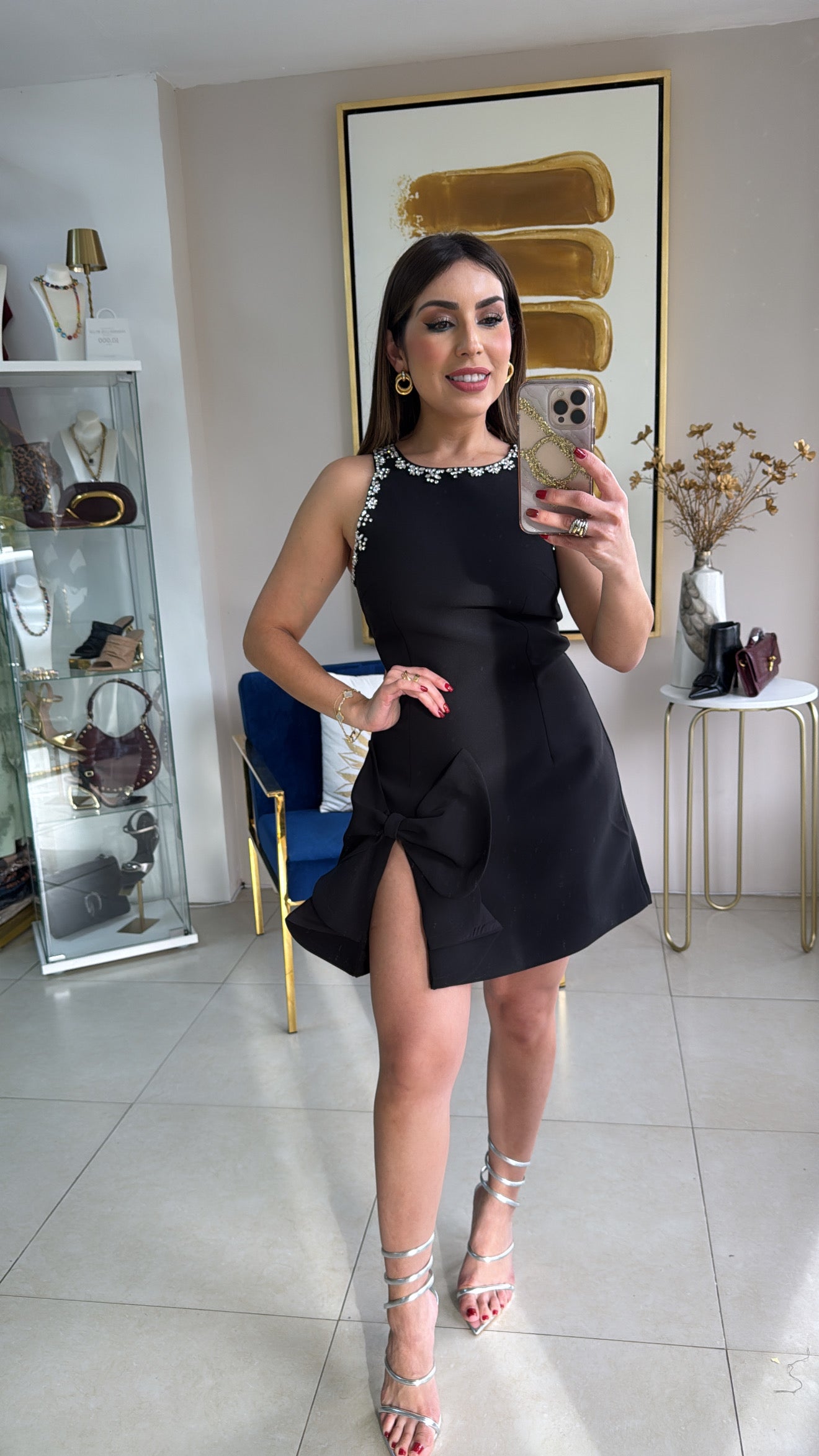 Black Jewel Bow Dress