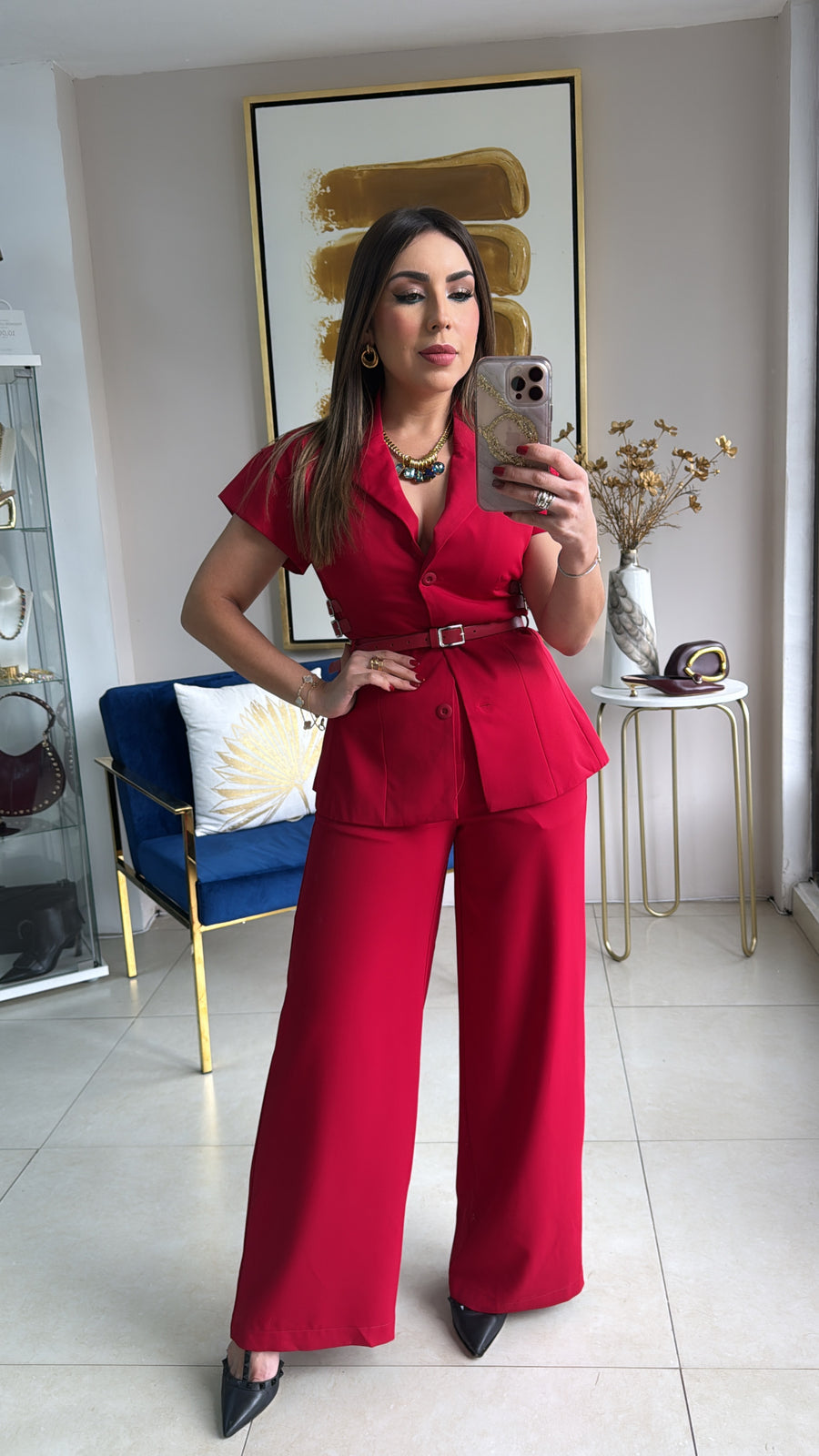 Red Pant Set