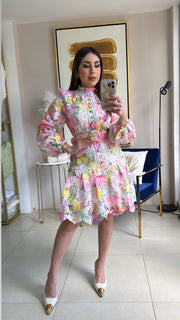 Floral Crochet Short Dress