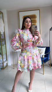 Floral Crochet Short Dress