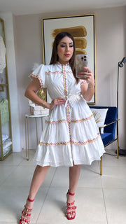Ivory Embroidery Short Dress