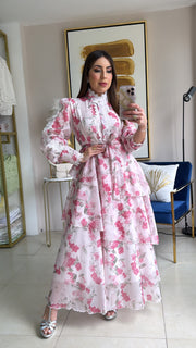 Pink Floral Long Dress