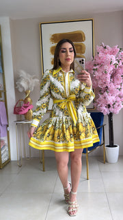 Yellow Floral Short Dress