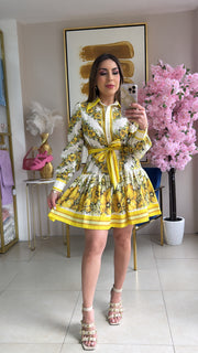 Yellow Floral Short Dress