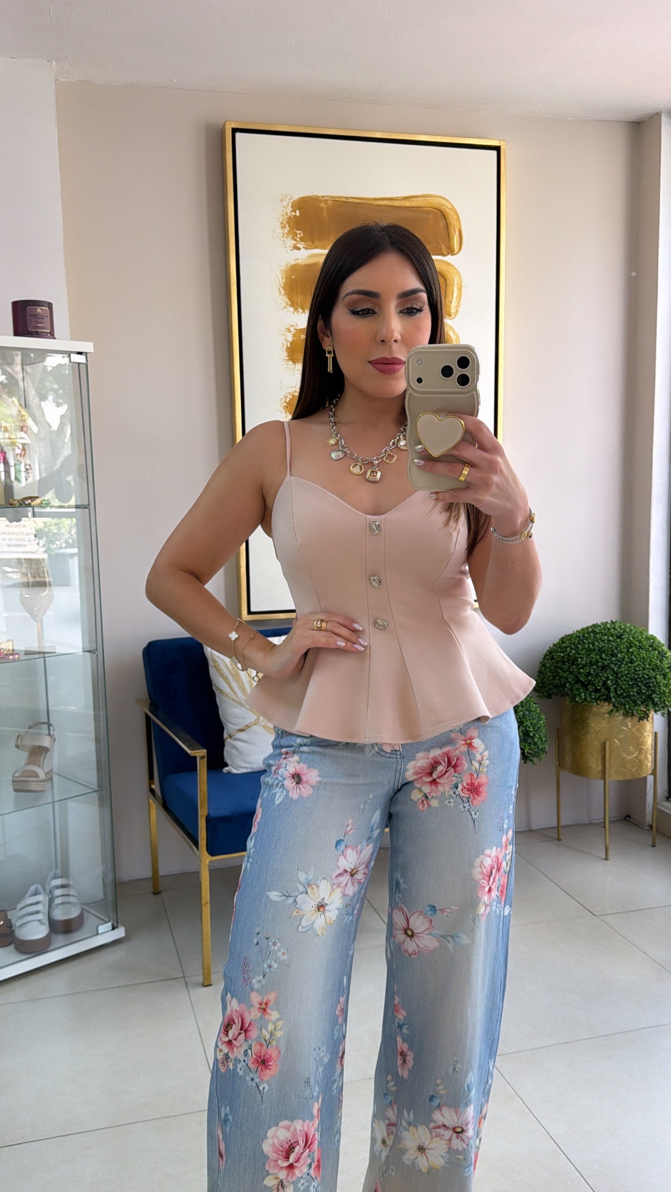 Beige Pepplum Top