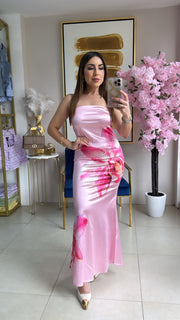 Flower Pink Midi Dress