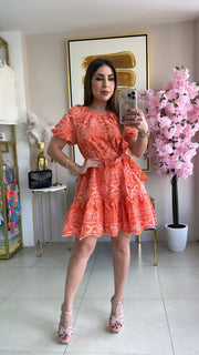 Orange Embroidery Dress