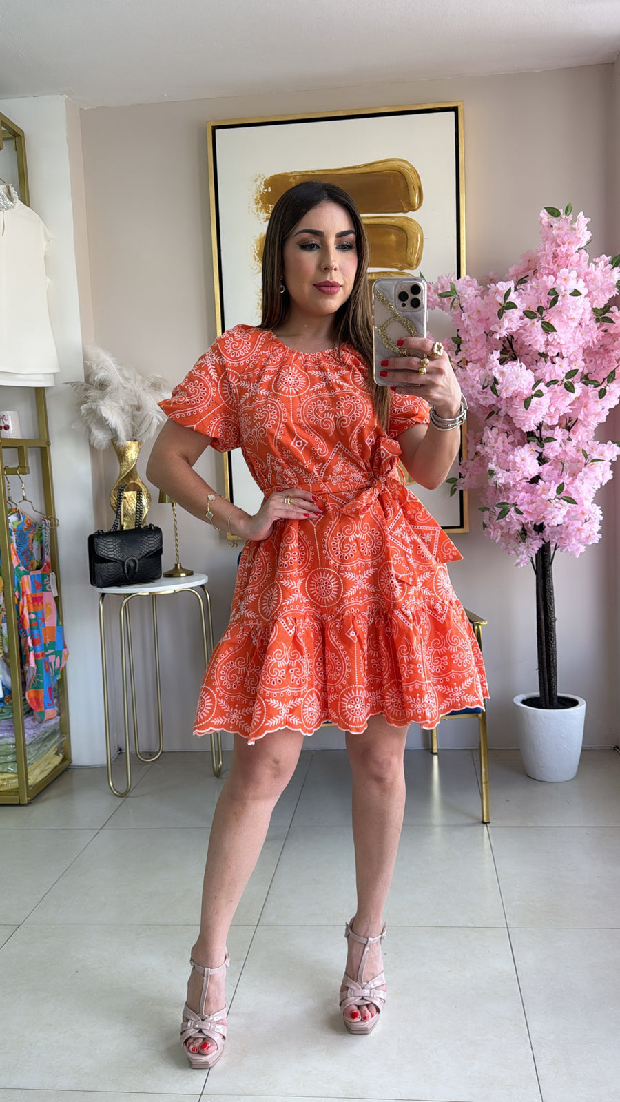 Orange Embroidery Dress