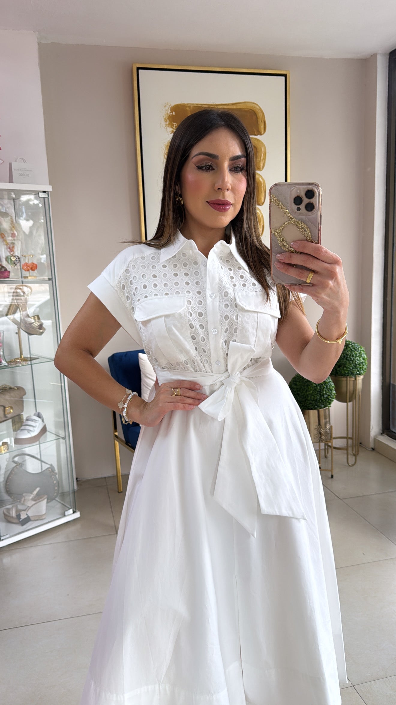 White Lace Midi Dress