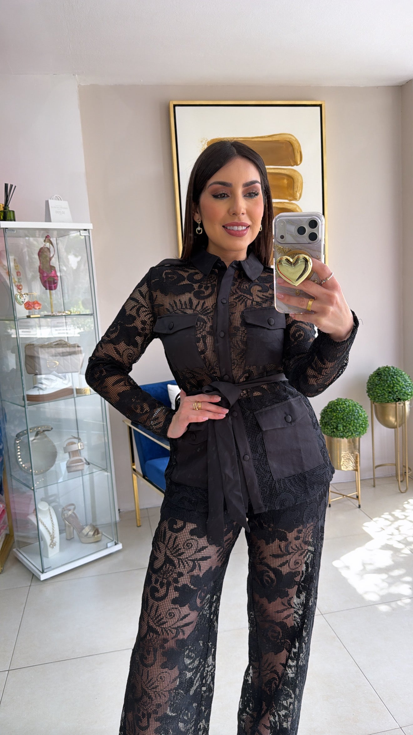 Black Lace Pant Set