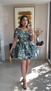 Green Floral Mini Dress