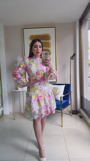 Floral Crochet Short Dress