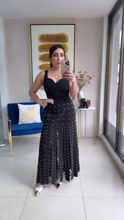 Pleated Lace Skirt Black