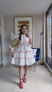 Ivory Embroidery Short Dress