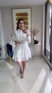 White Lace Short Dress