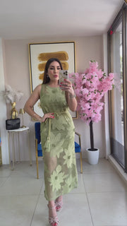 Green Embroidery Dress