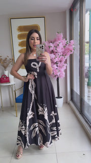 Black & Cream Printed Dress