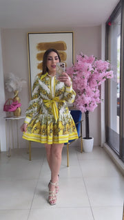 Yellow Floral Short Dress