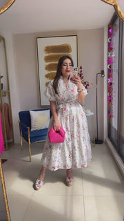 Embroidery Floral Midi Dress