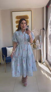 Floral Embroidery Midi Dress