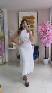 White Lace Midi Dress