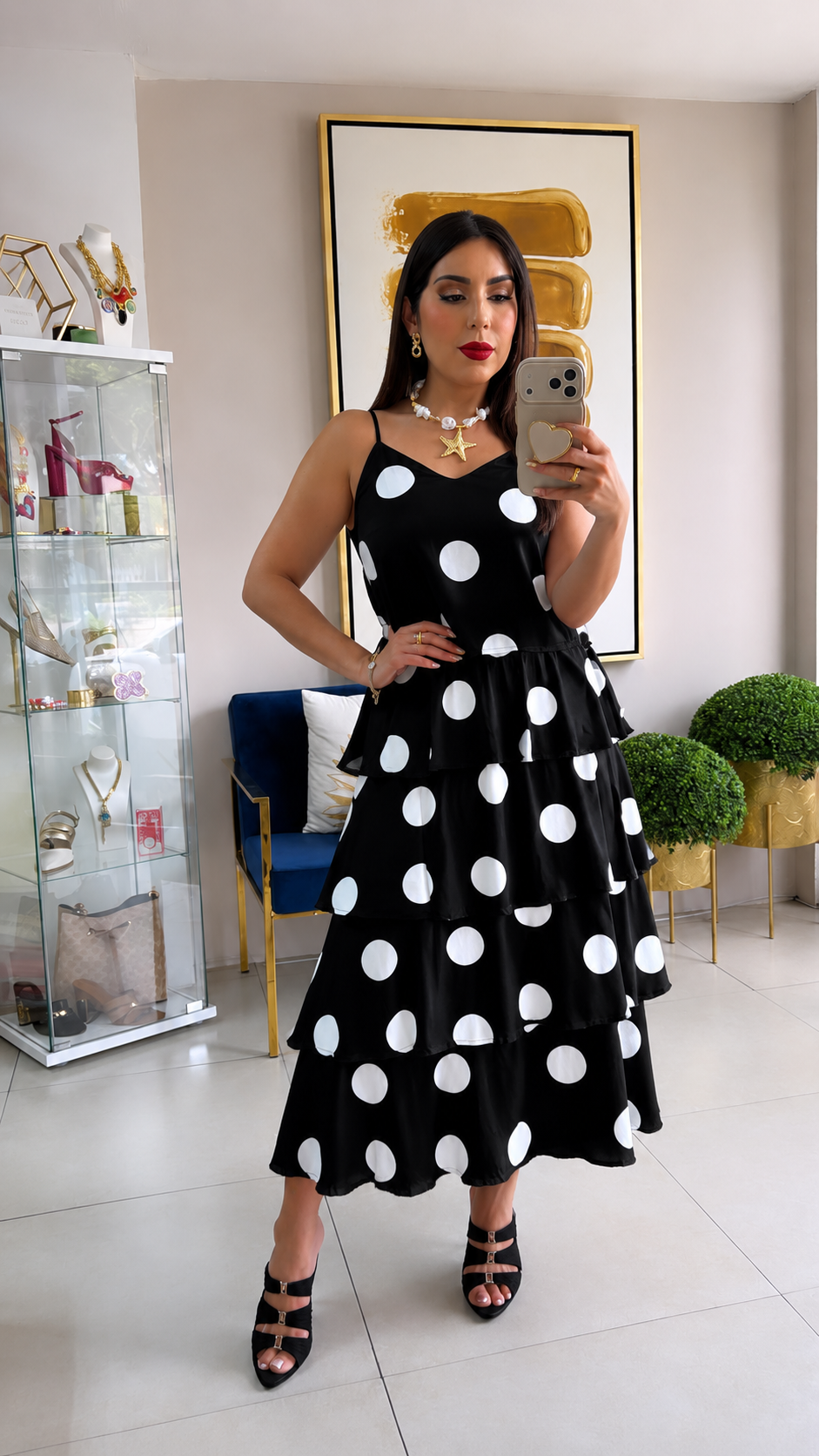 Black Polka Skirt Set