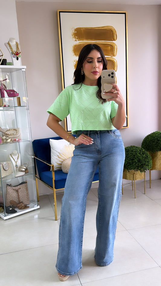 Vibrant Wide Leg Jean